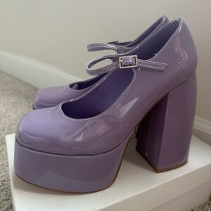 Women's Platform Mary Jane Shoes - Purple